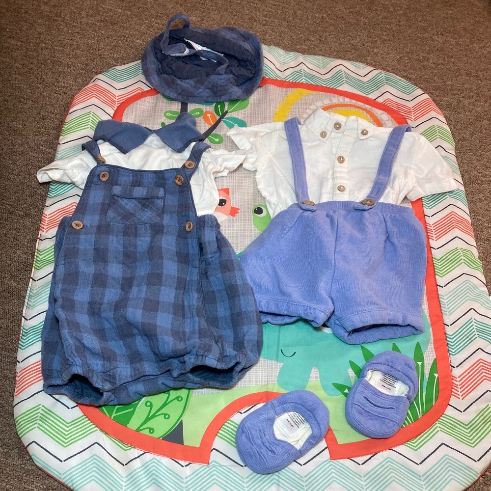 ❤️2 outfits with shorts/suspenders 3-6 months - Picture 1 of 7